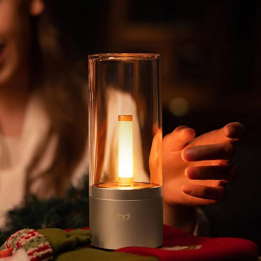 Small Table Lamp for Bedroom, Dimmable LED Night Light, Rechargeable Modern Candle Lamps for Living Room, 1800K Warm Light Portable Cordless Candlelight Gifts for Women, Home, Desk, Office, Room Decor