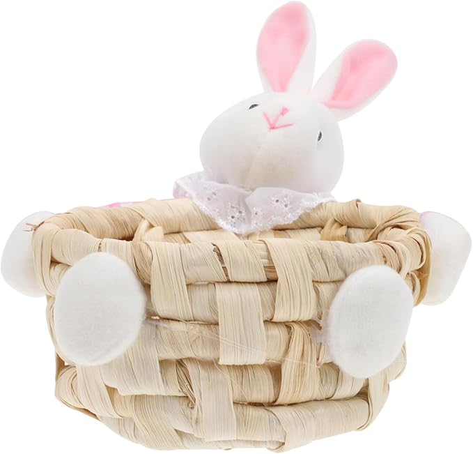 PRETYZOOM Easter Bunny Storage Basket Adorable Straw Woven Basket for Home Decor Random Color for Living Room Boys and Girls Room Garden and Easter Celebrations