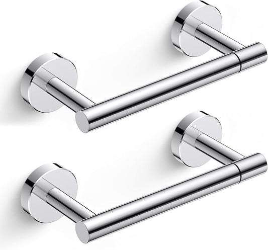 FORIOUS Toilet Paper Holder Wall Mount, Stainless Steel Rustproof Double Post Pivoting Tissue Roll Holder for Bathroom, Commercial Toilet Paper Dispenser (2 Pack, Chrome)