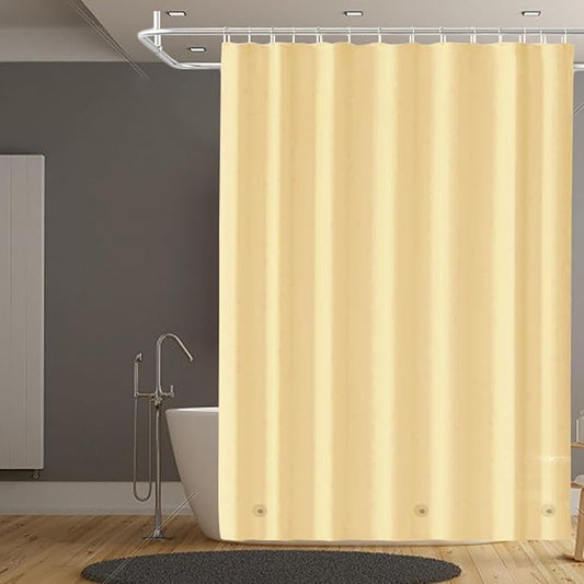 TIKABC Beige Shower Curtain Liner, 4G PEVA Shower Liner, Plastic Peva Waterproof Shower Curtains, 72x72 inch with Grommet Holes 3 Magnetic Weights