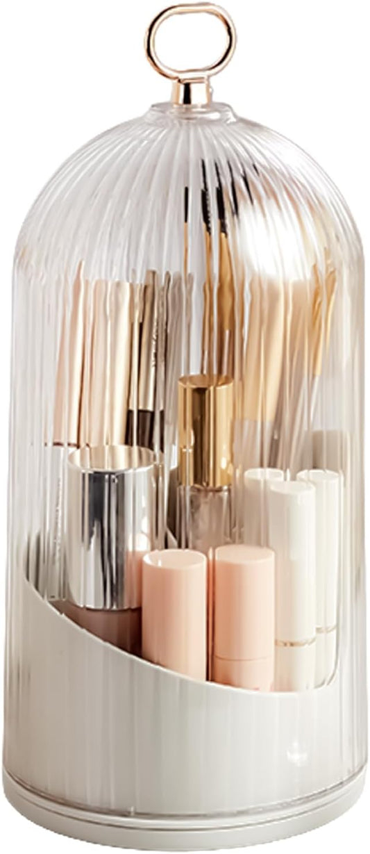 Rotate Toothbrush Holder with Cover - Frosted Glass Countertop Organizer, Dustproof Enclosed Bathroom Toothbrush Box, Toothpaste & Brush Storage，Bathroom Storage Box, toiletries Storage Bucket