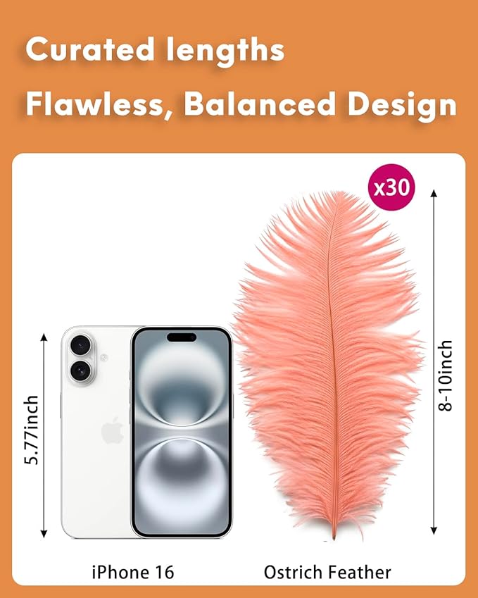 30pcs Rouge Pink Ostrich Feathers Natural Bulk 8-10in（20-25cm） Vase Craft Wedding Home Party Centerpieces Christmas Day Decoration