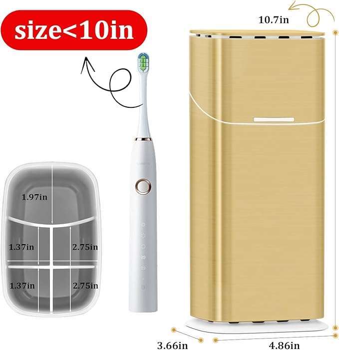 GFWARE Gold Electric Toothbrush Holders - Covered Toothbrush Holder for Bathrooms with Drainage, Dust Proof Toothbrush Holder with Lid, Bathroom Toothbrush Organizer