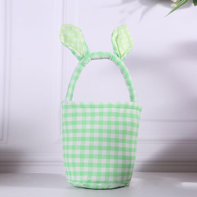 Colorful Striped Easters Basket Checkered Pattern Foldable Reusable Holiday Decors Storage Bin Striped Basket Party Supplies