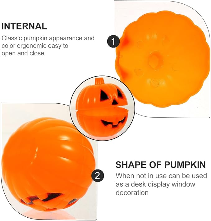 Cabilock 12pcs Halloween Pumpkin Containers Small Plastic Pumpkin Storage Box Bulk Mini Pumpkins Props Trick or Treat Candy Case Container for Halloween Decoration Party Supplies