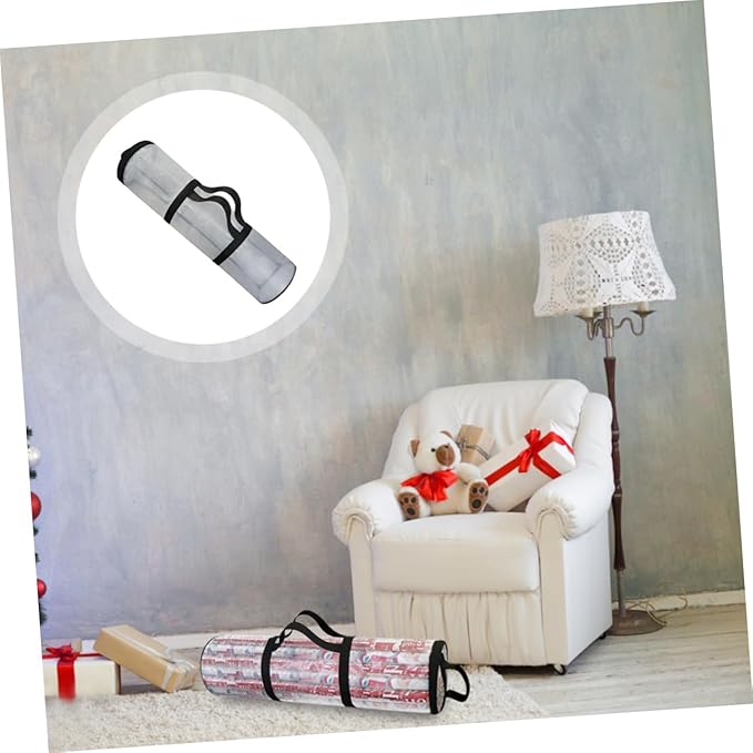FOMIYES Handheld Christmas Wrapping Paper Storage Bag Decorative Cylindrical Organizer for Easy to Handles for Closet and under Bed Storage