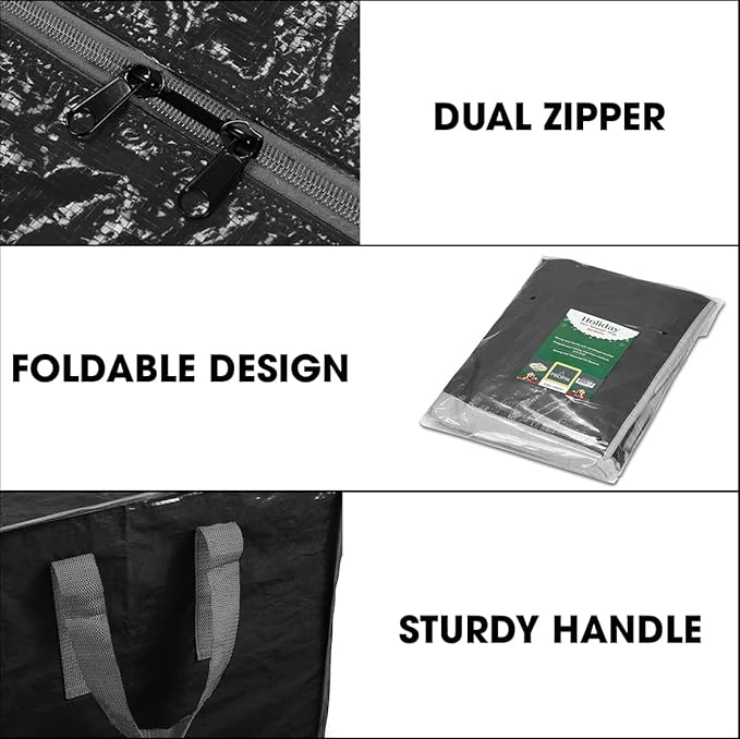Artificial Tree Storage Bag By Propik | Perfect for Disassembled Tree | 65” X 15” X 30” Holiday Tree Storage Case | Xmas Storage Container with Handles and Sleek Zipper (7.5ft, Black)