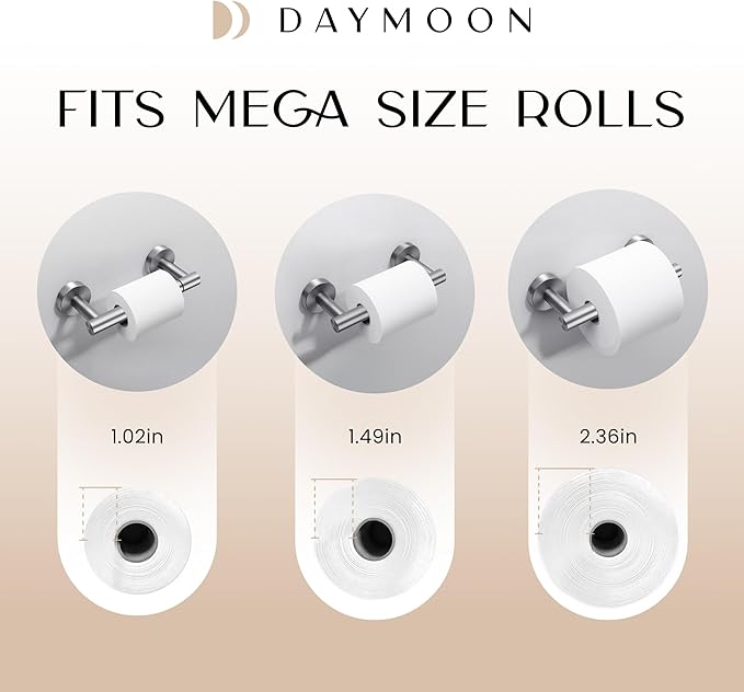 Day Moon™ - Toilet Paper Holder - Modern Roll Holder for Bathroom - 1 Pack - Wall Mount - Classic, Brushed Nickel