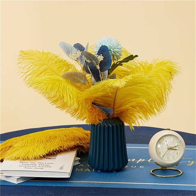 30pcs Gold Ostrich Feathers Natural Bulk 13-16in(33-40cm) Vase Craft Wedding Home Party Centerpieces Christmas Day Decoration