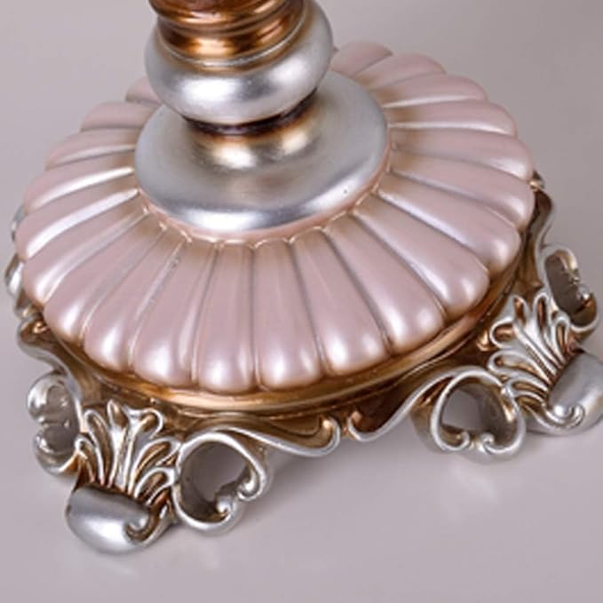 Vintage Pink Table Lamp Victorian Style with Button Switch Decorative Desk Lamp - Bedside Lamps for Nightstand for Living Room Bedroom Office