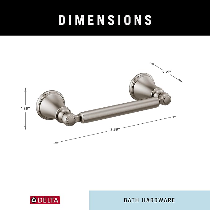 Delta Woodhurst (1-Pack) Toilet Paper Holder Brilliance Stainless Steel Tissue Roll Holder for Bathroom Organization and Storage Pivoting Toilet Tissue Holder Wall Bathroom Accessories 73250-SS