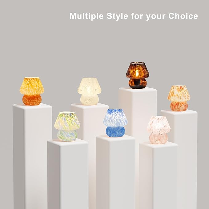 Dawnwake Mushroom Lamp Table Lamp for Bedroom,Small Desk Bedside Lamps for Living Room,Mushroom Decor Cute Mini Modern Mid Century Lamps for Night Stands (Blue)