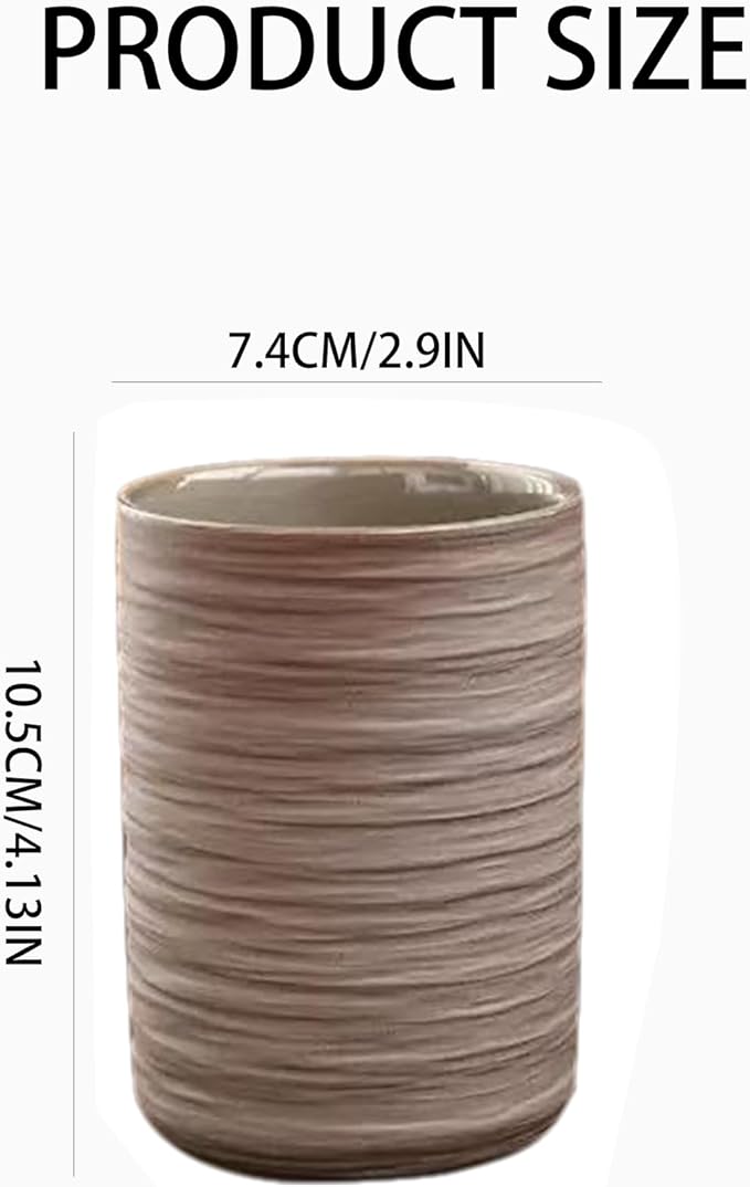 Ceramic Toothbrush Holder for Bathroom, Ceramic Toothbrush Cup, Toothpaste Organizer for Bathroom Countertop, Bathroom Storage Organizer (Unglazed)