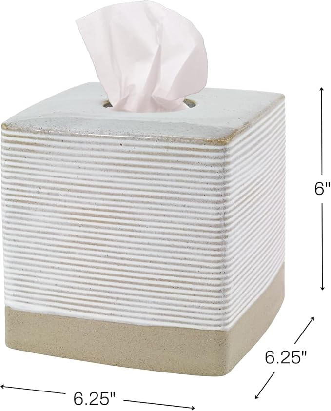 Avanti Linens - Tissue Box Cover, Guest Bathroom Essentials, Modern Home Decor (Drift Collection)