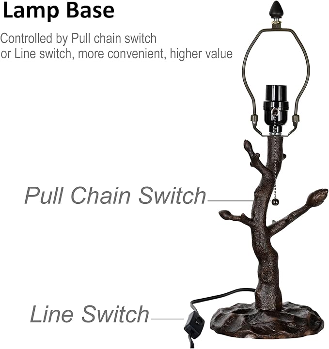 TL0035 Tiffany Style Stained Glass Table Lamp, Cardinal Bird Desk Lamp with Branch Base, W 12" x OH 21", Great for Home Decor & Night Lighting, LED Bulb Included (Red Cardinal)