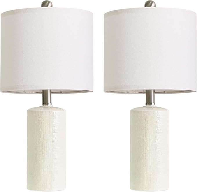 G-SAFAVA 20.5" Small Table Lamps for Living Room Lamp Set of 2 Ceramic Lamps for Bedroom Bedside Lamps Modern Boho Lamps for Night Stands Farmhouse Nightstand Lamp Side End Table Lamp, White