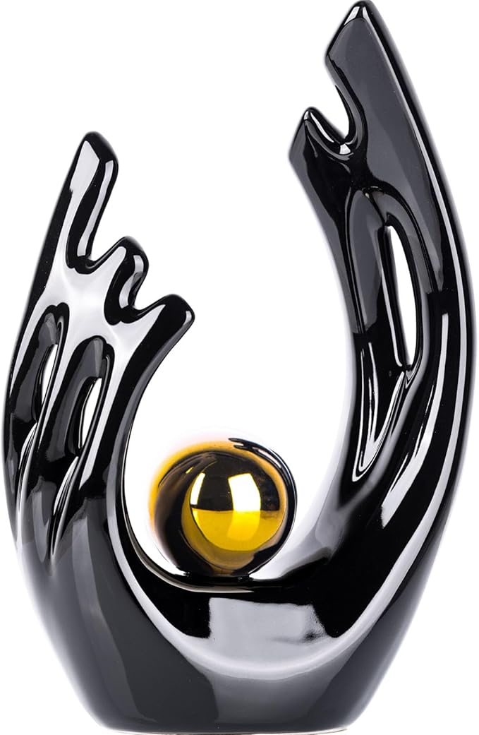 XMGZQ Abstract Ceramic Statues and Sculptures, Black and Gold Art Ceramic Statues, Modern Home Decor for Living Room, Dining Table, Coffee Table, Shelf, Entrance, Home Desktop Sculpture Home Decor