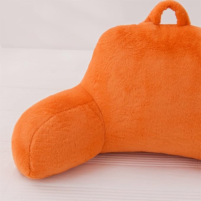 Aimuan Reading Pillow Bed Rest Wedge Large Adult Backrest Pillow with Arms Back Support for Sitting Up in Bed Cushion Incline Rest Sleeping Snoring Pillow, Orange