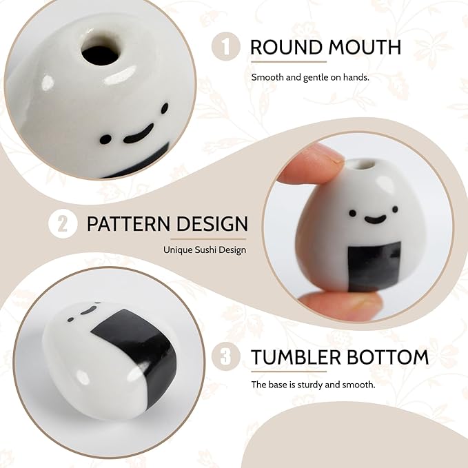 MOUGIGI 5 PCS Mini Flower Vase, Handmade Ceramic Rice Ball (Japanese Onigiri) Miniature Vases, Charming and Cute Design, Perfect for Dry Flowers - Bulk Bud Vases, Unique and Adorable Japanese Craft