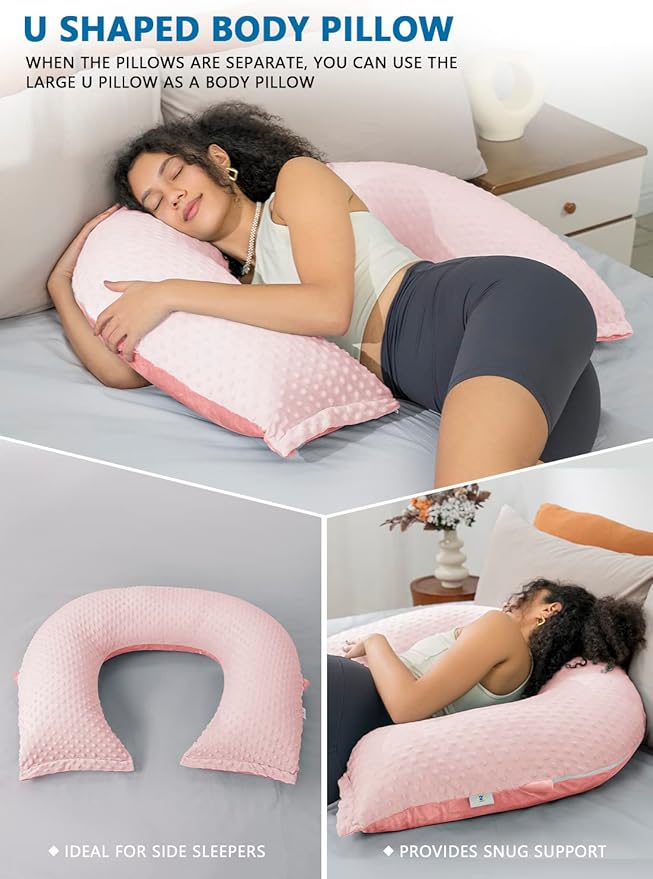 INSEN Reading Pillow, Back Pillow for Sitting in Bed for Reading, Nurse & Relax, Reading Pillow for Adults, Moms & Kids, Sit Up Pillow for Bed, Double-Sided Pink
