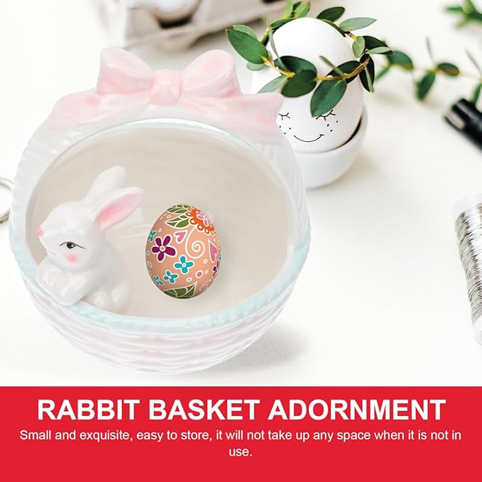 Angoily Rabbit Doll Easter Basket Ornament Bunny Basket Snack Storage Tote Bag Eggs Basket Carry Bucket Tote for Party Celebrate Decoration Easter Bunny Bowl