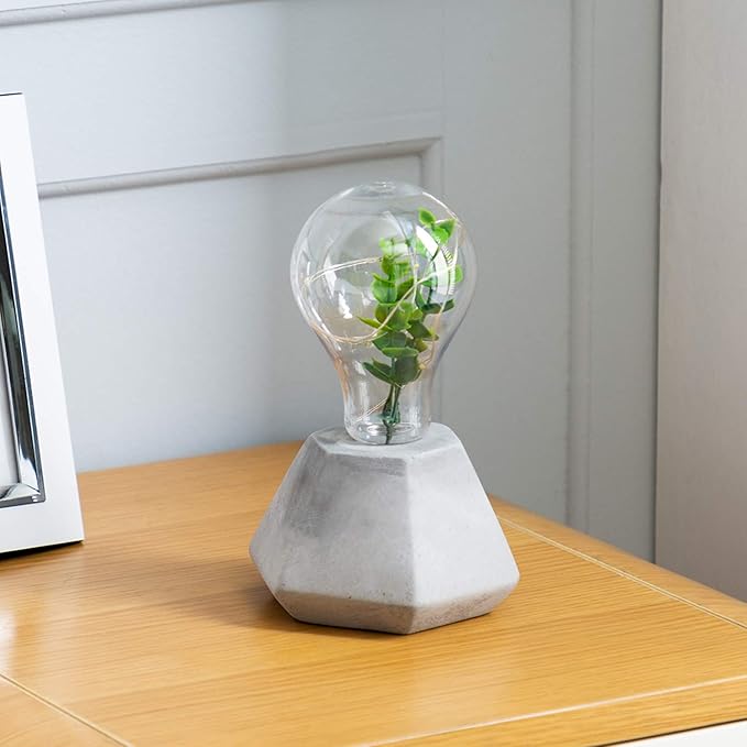 walsport Table Lamp Edison Bulb Night Lights, Concrete Cement Grey Base Nightstand Bedside Lamp, Industrial Minimal Style for Cafe Shop Home Decor Christmas Birthday Gift