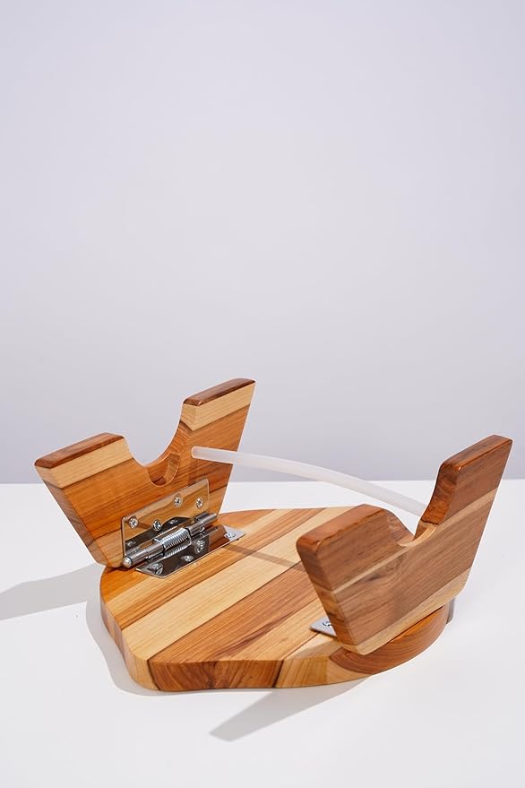 11.81" x 9.84" Teak Wood Couch Arm Tray, Folding Sofa Armrest Table, Clip-On Couch Arm Table for TV Dinner, Drinks & Snacks, Compact Tray Table, Small Side Table
