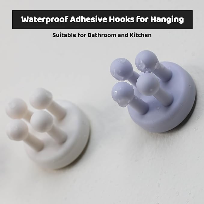 Mindful Design Razor Holder - 4Pcs Self Adhesive Silicone Toothbrush Holders Wall Mounted to Mirror for Shower Hanging Towel, Functional Waterproof Hook for Bathroom Kitchen Living Room Office