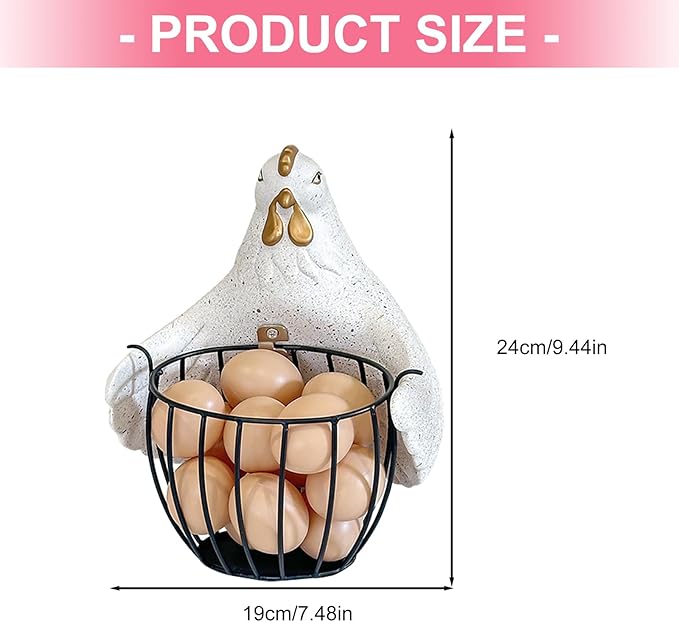 Bucolic Hugging Chicken Storage Basket Iron Frame Glues Multipurpose Organizers for Wedding Party Home Decors - White