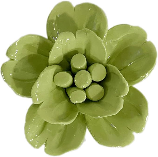 AMERRY Snow lotus, 3D Handmade Porcelain Flower Wall Art, Home Office Decor, Unique Gift for Home Office Decor, Girls (Fruit Green)