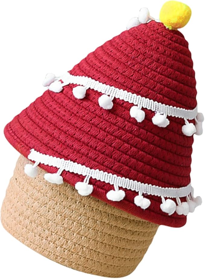SOLUSTRE Cartoon Christmas Tree Storage Basket Thread Decorative Organizer for Toys and Sundries for Holiday and Everyday Use Lightweight and Stylish Design
