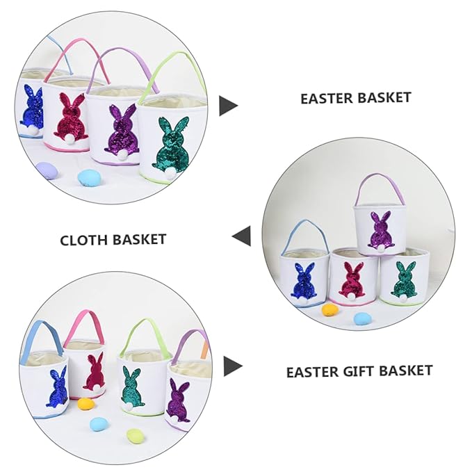 KOMBIUDA 1pc Easter Bunny Candy Storage Basket Portable Easter Decoration for Boys and Girls Adorable Pouch for Eggs and Treats Create Festive Atmosphere