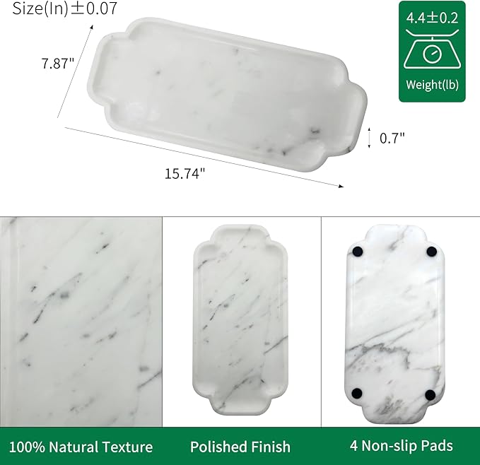 Marmor Marble Perfume Tray Bathroom Tray for Decorative,Candles,Jewelry Stone Vanity Tray,Kitchen Counter Decor and Home Decorative Tray(Calacatta Marble) Jewelry Tray Unique Festival Gifts