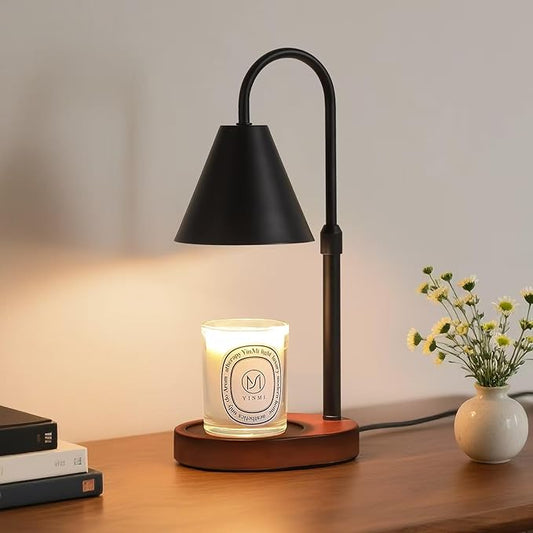 MEIXISUE Black Candle Warmer Lamp with Timer and Dimmer,Mother's Day/Birthday/Christmas Gifts for Mom/Wife,Electric Wax Melt Warmer,Home Decor,Scented Jar Lamp,Adjustable Height,with 2 Bulbs