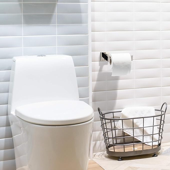 HITSLAM Chrome Toilet Paper Holder Premium 304 Stainless Steel Square Toilet Roll Holder for Bathroom Rustproof Wall-Mounted 2 Pack