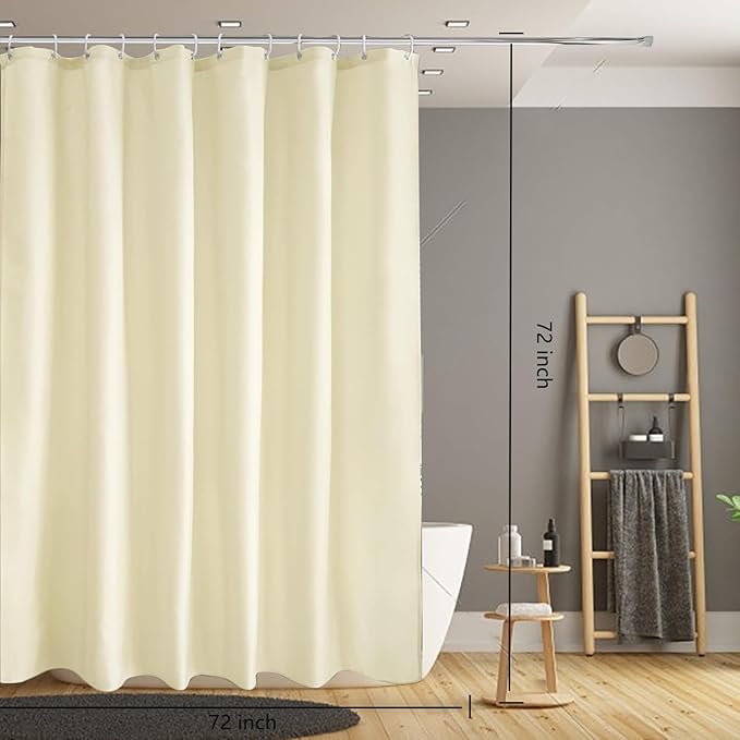 LLSCL Beige Fabric Shower Curtain Liner with Bottom Counterweight, Waterproof Hotel Quality, 72 x 72 Machine Washable