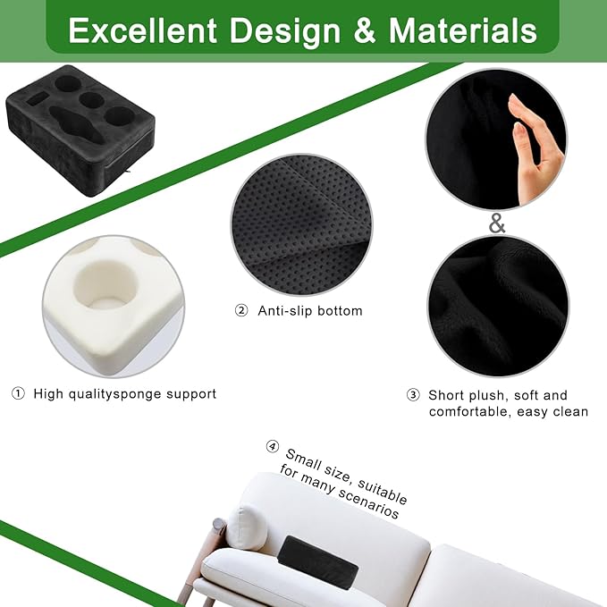 Couch Bed Cup Holder Pillow, Nisdoing 5 Hole Couch Drink Holder! Keep Drinks Hand Side and KeepTemp, Prevent Spills and Use Anywhere.Cup Holder for Couch, Bed,Camping,RV,Car,Beach.Black