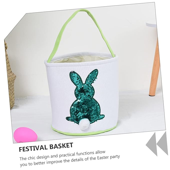 KOMBIUDA 1pc Easter Bunny Storage Basket Adorable Portable Candy Holder for Boys and Girls for Easter Celebrations and Candy Storage Cute Design for Parties and Decorations