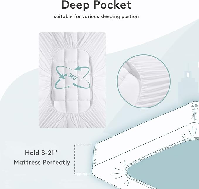 SameBed Mattress Topper Full,Extra Thick Mattress Pad Cover for Back Pain,Cooling Mattress Protector with 8-21 Inch Deep Pocket,Overfilled Down Alternative Filling