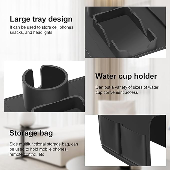 Silicone Couch Cup Holder Tray Drink Holder with Side Pockets for Sofa Arm Couch Caddy Anti-Spill for Couch Arm Chair Recliner,Armrest Remote Control and Cellphone Organizer Holder
