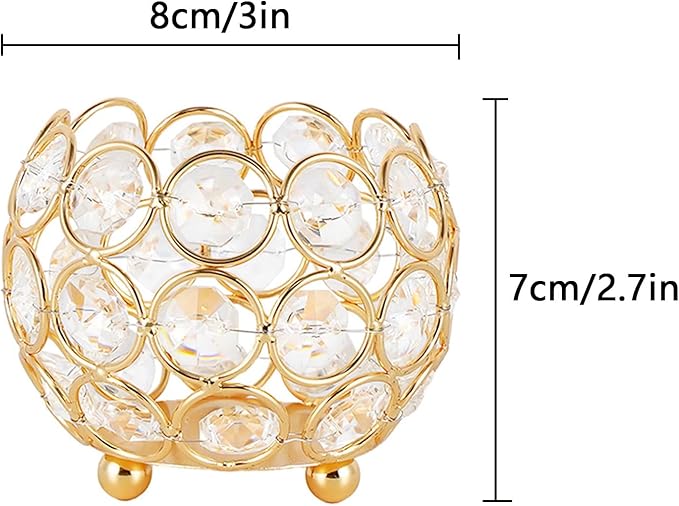 Set of 16 Crystal Bowl Tealight Holders for Wedding Centerpieces,Gold Votive Candle Holders for Party,Home Shower Decorations, Flower Vases Candle Centerpiece for Dining Table Decor