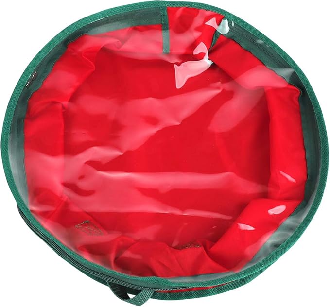 TITA-DONG 20x20x6 Inch Wreath Storage Bag, Heavy Duty Oxford Fabric & PVC, Transparent Design, Double Zipper, Handle, Waterproof, Protects Decorations