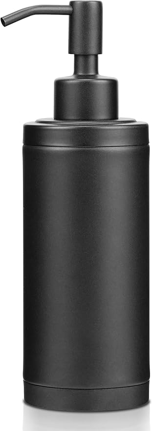 Countertop Hand Soap Dispenser, Refillable Stainless Steel Soap Pump Bottle for Bathroom & Kitchen, Free Standing - 300ml, Black