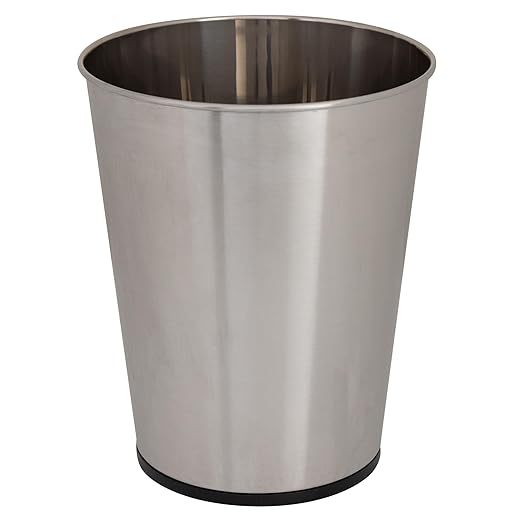 5 Liter Small Wastebasket | 9.7 Inches Height | Round Open Top | Trash Can | Bathroom | Bedroom | Kitchen | Dorm | Office | Disposal Waste Bin | Garbage Container | Stainless Steel, Pack of 12