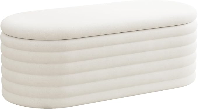 Storage Ottoman Bench 40 inch Upholstered Chenille Fabric Storage Bench for Bedroom End of Bed Stool Aesthetic Large Storag Ottoman for Living Room Entryway,White