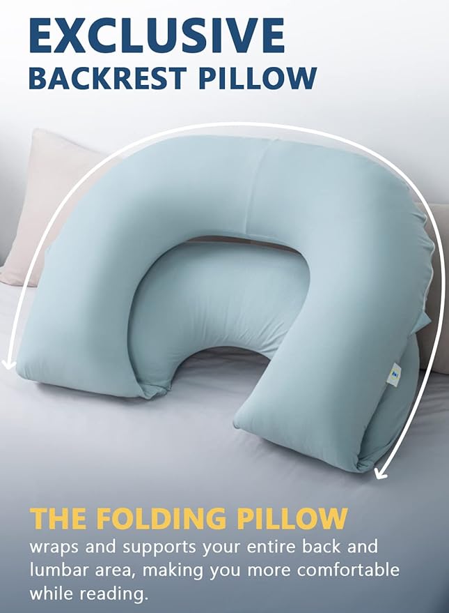INSEN Reading Pillow, Back Pillow for Sitting in Bed for Reading, Nurse & Relax, Reading Pillow for Adults, Moms & Kids, Sit Up Pillow for Bed, Green