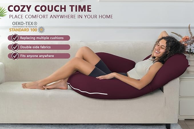 INSEN Reading Pillow, Back Pillow for Sitting in Bed for Reading, Nurse & Relax, Reading Pillow for Adults, Moms & Kids, Sit Up Pillow for Bed (Dark Purple)