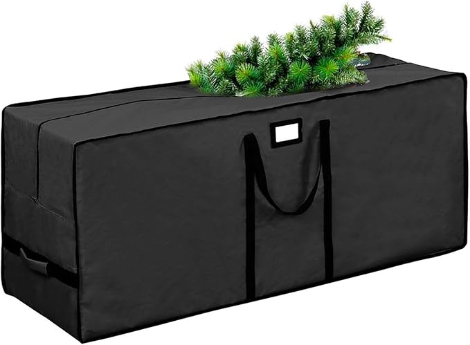 Christmas Tree Storage Bag Fits Up to 7.5 Ft Artificial Disassembled Trees Large Christmas Storage Containers Heavy Duty 600D Oxford Xmas Holiday Tree Bag with Durable Handles & Dual Zipper (Black)
