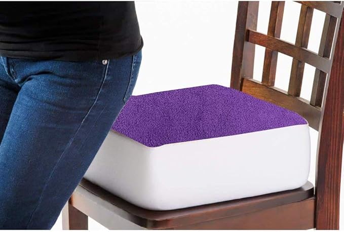 Comfort Finds Rise with Ease Seat Cushion - Thick Firm Chair Cushion Booster - Extra Thick Foam Pad for Home, Patio, Office and Car Seats - Extra Supportive Lift - 15.5 X 18 X 5 (Purple Fleece)