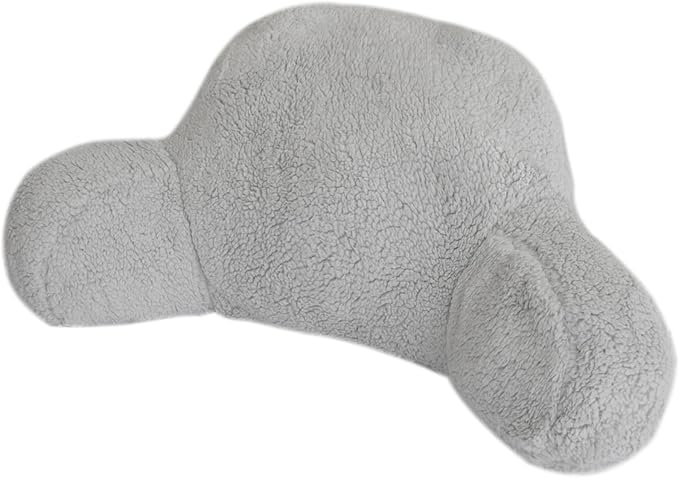 Reading Pillow for Sitting in Bed Adults/Kids/Teens, Bed Rest Wedge Backrest Pillows with Arms Back Support for Watching TV/Gaming/Relaxing, Dorm Essentials, Grey